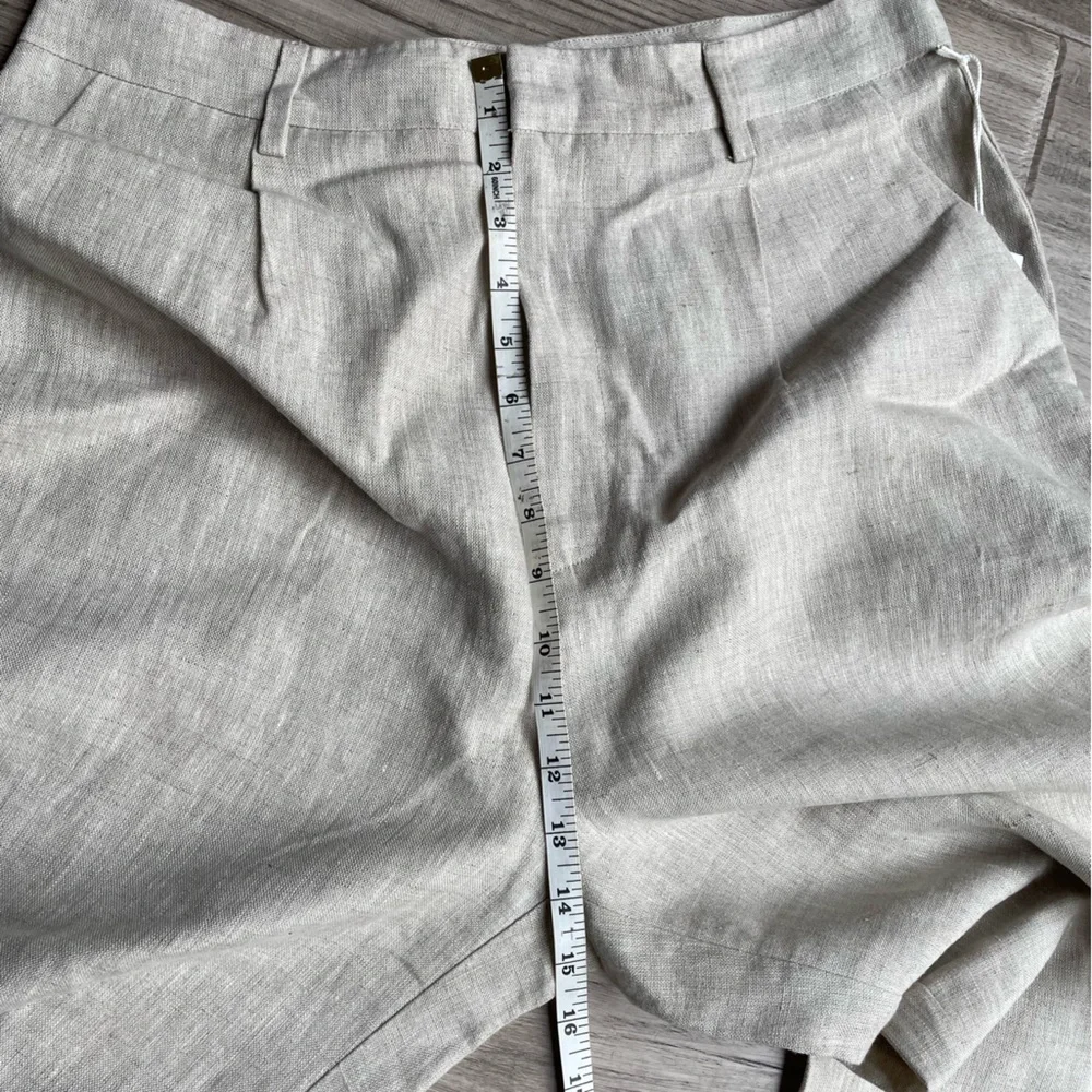 Reformation Cello Pants In Oatmeal 100 Linen Wide Leg High Waisted Unlined SZ 10